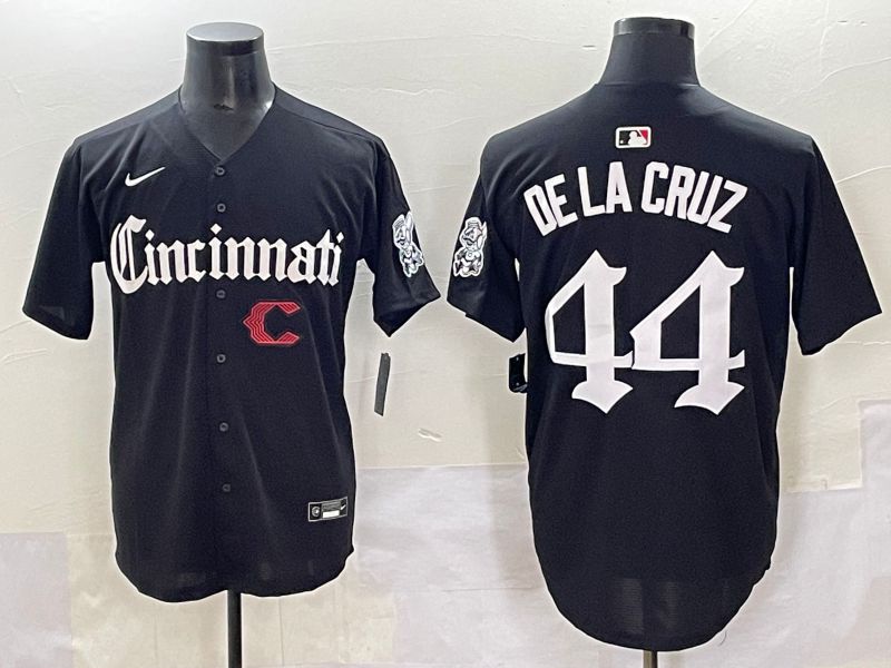 Men 2025 Cincinnati Reds #44 Delacruz Black Five generations Joint Name Nike MLB Jersey style 12